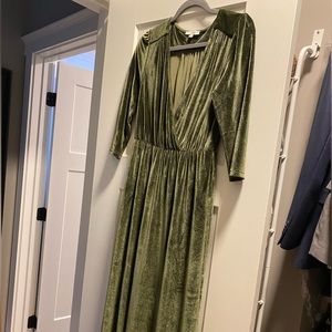 Olive Green Velvet Dress